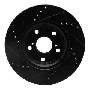 Lexus ES300 Brake Rotor (1) - Front Right - R1 Concepts - Drilled & Slotted - Black - `99-`07